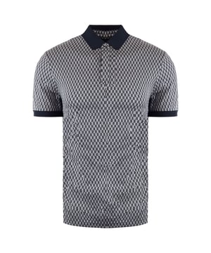 Emporio Armani Navy Wit Heren Bedrukt Katoenen Polo Shirt 3G1FB7 1J66Z F901