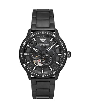 This Emporio Armani Mario Multi Dial Watch for Men is the perfect timepiece to wear or to gift. It's Black 43 mm Round case combined with the comfortable Black Stainless steel watch band will ensure you enjoy this stunning timepiece without any compromise. Operated by a high quality Automatic movement and water resistant to 5 bars, your watch will keep ticking. This watch has an automatic watch movement ( recharged by any movement with your wrist; never needs a battery) -The watch has a function: 24-hour Display High quality 21 cm length and 22 mm width Black Stainless steel strap with a Deployment clasp Case diameter: 43 mm,case thickness: 14 mm, case colour: Black and dial colour: Black