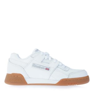 Mens Reebok Classics Workout Plus Trainers in white.- Soft full grain leather upper.- Lace up fastening.- Low-cut design.- EVA foam midsole.- Understated silhouette and upper design.- High abrasion rubber outsole.- Ref: CN2126