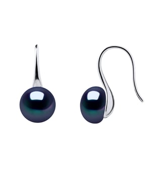 Ohrringe aus echten Süßwasser-Zuchtperlen, Knopf 8-9 mm – FARBE SCHWARZ TAHITIAN STYLE – Verschluss-Clip aus Silber 925, rhodiniert – Lieferung mit Echtheitszertifikat und internationaler Garantie – HERGESTELLT IN FRANKREICH –
