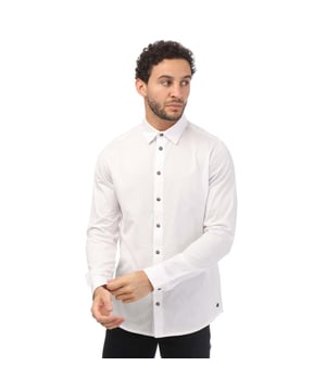 Heren Mercery Beynol Jersey Shirt in wit.- Button-down kraag.- Knoopsluiting.- Knoopsluiting op manchet.- Gebogen zoom.- Zacht ademend en duurzaam.- 100% Katoen.- Ref.: M21BEYNOL