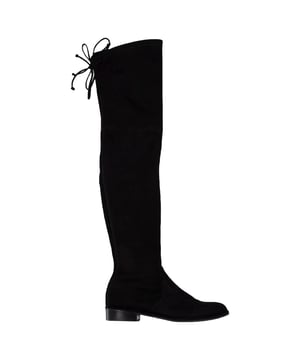 VINTAGE, RRP AS NEW
Show-Stopping Style: Embrace show-stopping style with the Stuart Weitzman Lowland Boots in Black Suede. The sleek black suede and thigh-high length make a bold fashion statement that is sure to turn heads. These boots are not only fashion-forward but also practical with a flat sole and stretchy back panel for a comfortable fit. Ideal for any fashion enthusiast looking to make a statement with their footwear choice.

Stuart Weitzman Low Land Boots in Black Suede
Condition: Excellent
Signs of wear: No visible sign of wear. No Mark at insole.,  Very light mark at soles.
Packaging: None
Color: Black 
Material: Suede
Size: EU39
Measurements: Heel height: 30; Insole length: 290
SKU: NAPPUGBSH370470W