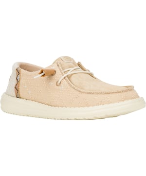 Erfüllen Sie sich alle Ihre Boho-Träume in Wendy Crafted Boho. Lustige Stickereien, Perlen an den Schnürsenkeln und ein gewebter Textilabsatz machen diese Schuhe zu einem absoluten Muss.