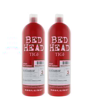 Tigi Bed Head Resurrection Damage Level 3 brings weak ,  brittle hair back to life with this powerful moisture packed shampoo. Enriched with micro shields to boost hair strength and stamina is a first step to recovery.