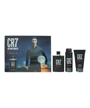 CR7 Game On by Cristiano Ronaldo is a woody aromatic fragrance for men. Top notes: ice, papaya, apple and cardamom. Middle notes: lavender, violet and elemi resin. Base notes: tonka bean, juniper berries, cedar, cashmere wood, sugar and guaiac wood. CR7 Game On was launched in 2020. This 3 piece contains Eau De Toilette 100ml, Shower Gel 150ml and Body Spray 150ml to complete this gift set.