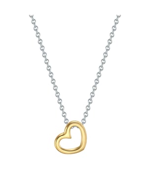 If you are looking for a romantic piece of jewelry, this chain of the Trésor label 1934 is the perfect choice! On a dainty anchor chain, an elaborately worked heart pendant nestles into a cleavage in the cutout design. Refined eyecatcher is the bicolor design with an exciting contrast of the precious metals: Made from the finest 925 sterling silver, the chain rhodium-coated, while the heart symbol shines with a yellow gold finishing-ideal for fashionistas that cannot choose between gold and silver! The rhodiuming not only intensifies the radiant silver gloss, but is also a start -up protection. With the help of the extension piece and a practical carabiner closure, the chain can be easily adjusted in length.