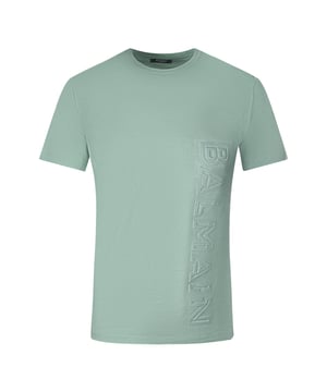 Balmain Brand Embossed Logo Green T-Shirt. Look your best while staying comfortable with this stylish Balmain Green T-shirt. Crafted from high-quality fabric, this piece flaunts a classic crew-neck design and decorated with the iconic Balmain logo Along Left Side. Dare to stand out!. 100% Cotton, Branded Logo. Made In Italy, Slim Fit,. Crew Neck, Short Sleeve. Style: AH0EG010BC22 LHG