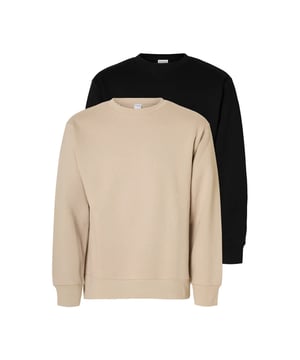 Komfort trifft auf Stil – dieses Sweatshirt-Set ist der perfekte Begleiter für lässige Looks! Mit seinem normal geschnittenen Design und den überschnittenen Ärmeln strahlt es eine entspannte Eleganz aus. Der Rundhalsausschnitt und die Rippbündchen sorgen für einen klassischen Touch und eine angenehme Passform. Das weiche Material bietet einen hohen Tragekomfort, der ideal für Alltag und Freizeit ist. Im praktischen 2er-Pack erhältlich, ist dieses Modell die perfekte Ergänzung für jede Garderobe – doppelt stylisch, doppelt bequem!