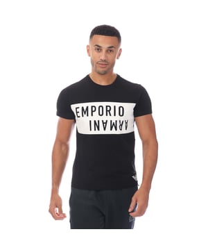 Mens Emporio Armani Crewneck T- Shirt in black-white.- Round collar.- Short sleeves.- Printed bold logo.- Regular fit.- 100% Cotton.- Ref: 21181847607520