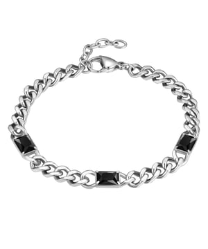 Men's accessories are not only a style statement, but also have to impress with their suitability for everyday use. This bracelet from True Rebels was designed for young rebels who want to add a striking finishing touch to their outfits. The solid curb bracelet celebrates the timeless curb chain, implemented in a modern stainless steel version. Robust, easy to care for, waterproof and scratch-resistant, it is an everyday piece for work, leisure and sport. The highlight on the wrist are the decorations made of mystically sparkling zirconia. A secure carabiner clasp ensures a reliable hold and the extension piece ensures a perfect fit. A real men's favorite, suitable for every occasion!  .