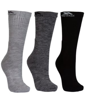 3 Paar pro Packung. Baumwollmischung. Mittellang. Fußrücken- und Knöchelsupport. Ideal für Freizeit oder Sport. 40% Baumwolle, 40% Polyester, 15% Polyamid, 5% Elastan.