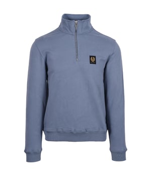 Belstaff Half Zip Knitwear Blue Flint
All cotton half zip sweat made from a loop back jersey. Soft, comfortable and so easy to style as a go-to layering piece.

100% Cotton
Half Zip
Branded patch to chest
Ribbed Trims
Style - 71130726
