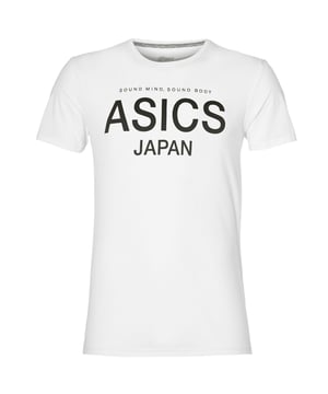 Asics Logo T-Shirt Mens Sports Training Top Graphic Branded White 141100 0001