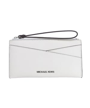 Michael Kors Geldbörse.
 Verschluss mit Reißverschluss.
 Eine Tasche auf der Vorderseite.
 Innen mit drei Kartenfächern.
 Innenfutter mit Markenaufdruck.
 Markenlogo auf der Vorderseite.
 Nähte in Ton gehalten.
 Maße: 19x10cm
 Zusammenstellung: 100% Leder
 Pflege:
Mit einem feuchten Tuch reinigen.