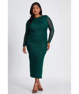 - Glitter mesh finish - Slash neckline - Bodycon fit - Long sleeves - Model height: 5' 8" - Model wears uk 18 / us 14 / eur 46 - Always check the care wash label - Cool hand wash with mild detergent