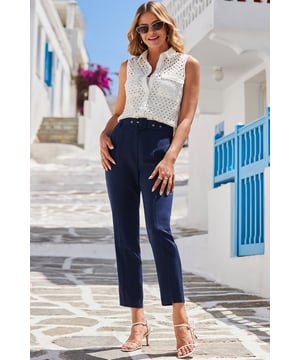 Your all seasons stapleSupportive waist seam detail for a feel-good fitCinched at the waist with a buckle beltPockets, because we know you love pocketsDress them down with a tee and trainersAdd a silky blouse and heels for the officeInside leg to fit: Short 29" | Regular 31" | Long 33"
