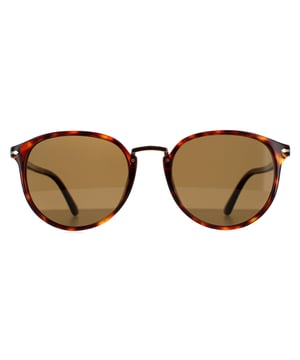Persol Oval Mens Havana Brown Polarised Sunglasses Persol are a oval style with Persol's signature metal detailing. The iconic arrow sits at the hinges, with the Meflecto system to provide a secure and comfortable fit and the metal keyhole bridge to provide a retro finish. .
