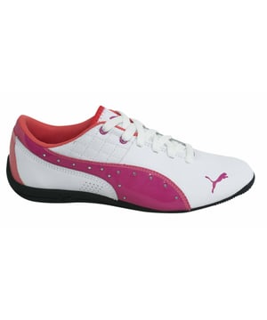 Puma Drift Cat 6 Junior Kids Lace Up White Pink Trainers 305185 01 D94