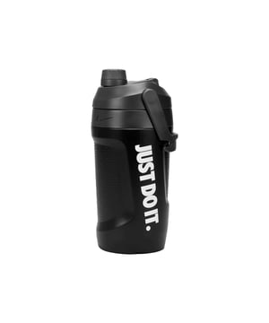 53% Polypropylene, 31% Polyethylene, 14% PU Foam, 2% Silicone. BPA Free. Carry Hook, Loop Handle, Twist Lid. Design: Swoosh, Text. Capacity: 1.8L. Sustainability: Reusable. Personalised.