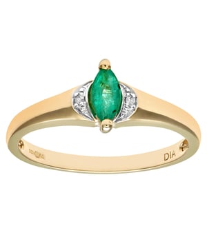 Oro blanco de 9 quilates (375): 2 gr; # Diamante: 0,01 ct; # Esmeralda: 0.2ct