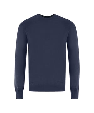 Jersey de golf azul marino con cuello redondo de Lyle & Scott. Manténgase cómodo y con estilo con el jersey Lyle & Scott Branded. Este jersey se ajusta a la talla real y presenta el logotipo de la marca Lyle & Scott. ¡Hacer una declaración nunca se vio ni se sintió tan bien! Dobladillo y puños elásticos, jersey con cuello redondo, suéter azul marino oscuro de Lyle & Scott. 50% Lana Merino, 50% Acrílico. Ajuste regular, se ajusta a la talla real. Código de estilo: KN1251E Z05