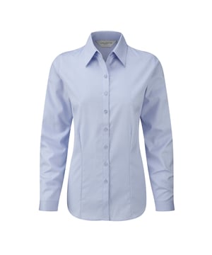 Pflegeleichte Bluse mit femininem Schnitt. Waschen bei 40°C und im Trockner trocknen. Zusammensetzung: 84% Baumwolle, 16% Polyester, 125-130g/m²,. Brustumfang (cm): FR 36 - 76/81; FR 38 - 81/86; FR 40 - 86/91; FR 42 - 91/97; FR 44 - 97/104; FR 46 - 104/112; FR 48 - 112/119; FR 50 - 119/130.