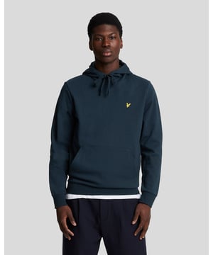 Lyle & Scott marineblauwe hoodie, 100% katoen, merklogo op de voorkant, gemaakt in China, marineblauwe hoodie