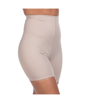 Girdle panties.
 A comfortable and feminine garment ideal for women's everyday life.
 Shaping and strong control girdle panties with high waist and legs.
 Composition: 83% Polyamide, 17% Elastane
 Care:
Hand wash with cold water.
 Use neutral soap.
 Do not use bleach.
 Rinse without twisting.
 Iron only the non-elastic parts.