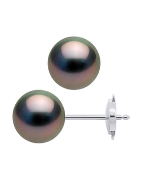 Oorbellen Echte gekweekte parels van Tahiti Ronde 9-10 mm - A + Kwaliteit - Security System Gepatenteerde - Captive-allergeen en 100% - White Gold 375 duizendste - 2 jaar garantie op fabricagefouten - Geleverd in hun presentatie geval met een Certificaat van Echtheid en een internationale garantie - Al onze juwelen zijn gemaakt in Frankrijk.