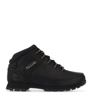 Mens Timberland Euro Sprint Hiker Boots in black.- Nubuck leather upper.- Lace-up style.- Comfortable padded collar.- Upper and lining made with durable ReBOTL™ fabric  50% made from recycled plastic bottles.- Full metal eyelets.- Branding to heel  side and tongue.- Protective rubber toe bumper.- Durable rubber lug outsole for grip.- Leather upper  Textile lining.- Ref: A2DUH001
