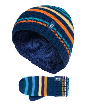 Are you starting to sense that it is getting chilly outside? If you are on the search for winter accessories for the whole family then you can be assured to put your trust in Heat Holders to keep you toasty and warm. This boy’s hat and mitten set is a great option if you are looking for warmth and style in the same package. The hat has a soft fleece inner to help hold the warm air close to your head, no matter what style you choose for them, you’ll be sure that this hat will keep the whole head warm. The mittens have the same fleece inner keeping warm air trapped close to the hands. Both the hat and gloves are imprinted with funky styles, so your kids can keep warm and jazzy at the same time! This hat and mitten set is suitable for boys aged 3-6 years with Two styles are plain with a turnover cuff and the other four are without the turnover cuff. They are designed with heat weaver thermal technologies with acrylic and polyester and they are machine washable.