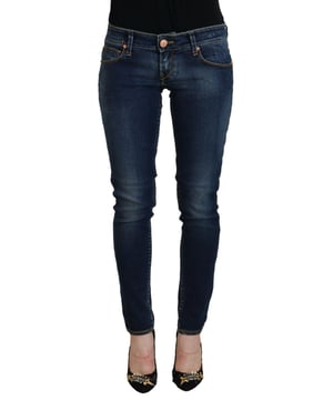 Marke: ACHT  
Zustand: Neu mit Etikett  
Stil: Skinny Jeans  
Farbe: Blau  
Modell: Niedrig geschnittene Denim-Hose  
Verschluss: Reißverschluss  
Details: Logodetails  
Material: 98 % Baumwolle, 2 % Elasthan  
Geschlecht: Damen  
Material: 98 % Baumwolle, 2 % Elasthan