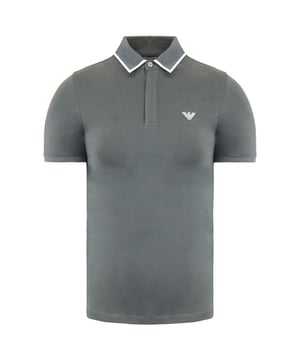 Emporio Armani Short Sleeve Dark Grey Cotton Polo Shirt 3G1F64 1J0AZ 0641