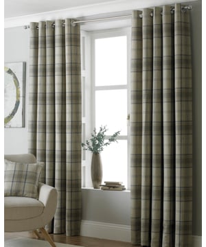 Named after the Scottish town of Aviemore, known for its secluded lochs and ancient forests, these curtains breathe life into your home. The Aviemore curtains feature a plaid check pattern in a range of earthy tones reminiscent of the Scottish Highlands.  The faux wool fabric helps connect you with nature while being made of 100% robust polyester. With stainless steel eyelet holes the Aviemore curtains are easy to hang and only require a curtain pole for installation.