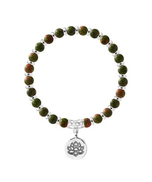 Armband Pure Gem | UNAKITE - Ferrules 'MAGIC LOTUS' Sterling Silber 925 Tausendstel | HR® elastisch - Hohe Widerstandsfähigkeit | Hergestellt in unserer französischen Werkstatt | Geliefert mit unserer Prestige-Box und einem Zertifikat für Garantie & Authentizität
