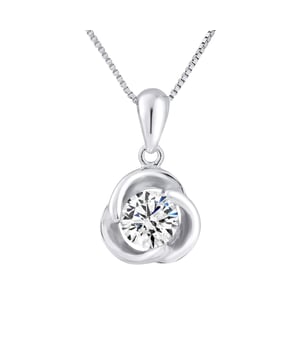 Pendant Flower Shaped Silver Sterling 925/1000 with Zirconium Oxides  - Free Venetian Silver Chain - Our jewelry is made in France and will be delivered in a gift box accompanied by a Certificate of Authenticity and International Warranty