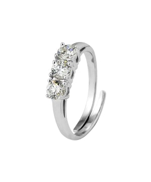 Trylogy ring - White Zirconium Oxides - 925 Sterling Silver Rhodium Plated - Adjustable from size 48 to size 64 - French size - Our jewellery is made in France and will be delivered in a gift box accompanied by a Certificate of Authenticity and International Warranty