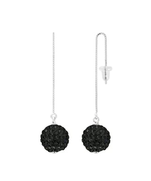 Pendientes pendulares - Cristal - Cristal - 10 mm de diámetro - Sistema de cochecito de silicona - 925 Milk Silver - 2 años Garantía contra cualquier defecto de fabricación - Toda nuestra evidencia de joyas de amor se entregan en una caja con un certificado de autenticidad y una garantía internacional.
