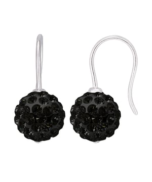 Ohrringe Black Night Anhänger - Kugeln mit echtem schwarzem Kristall- Durchmesser 0,31 in, 8 mm - Hook System - 925 Sterling Silber - Unser Schmuck wird in Frankreich hergestellt und wird in einer Geschenkbox mit einem Echtheitszertifikat und internationaler Garantie geliefert
