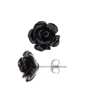 Ohrringe Black Rose - Stroller System 925 Sterling Silber - Unser Schmuck wird in Frankreich hergestellt und wird in einer Geschenkbox mit einem Echtheitszertifikat und internationaler Garantie geliefert