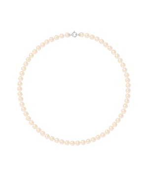 Collar de princesa de rango - Oro blanco 750 milésimas - perlas cultivadas de agua dulce Ronda 7-8 mm - Rose natural - Anillo de anillo Marino - Longitud 45 cm - Entregado en un caso con un certificado de autenticidad y una garantía internacional: nuestras joyas se fabrican en Francia.