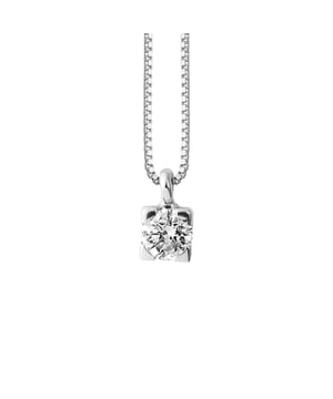 Solitaire Ketting Diamonds 0.15 Cts - Set met 4 Klauwen - White Gold 750 duizendste (18K) - Venetiaanse ketting - lengte: 42 cm - Wordt geleverd in een koffer met een certificaat van echtheid en een internationale garantie - Al onze sieraden zijn Frankrijk.