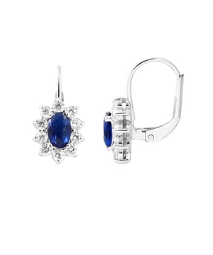 Pendientes - zafiro de síntesis - óxidos de circonio - Silver 925 milésimas Rhodium - Sistema de sueño - Garantía 2 años contra cualquier defecto de fabricación - Toda nuestra evidencia de joyas de amor se entrega en una caja con un certificado de autenticidad y una garantía internacional.