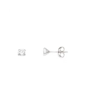 Weiße Zyrconium Oxide Round Solitaire Ohrringe - Durchmesser 4 mm - strollers system Silver 925 Sterling Silver Rhodium Plated - Unser Schmuck ist in Frankreich hergestellt und wird in einer Geschenkbox mit einem Echtheitszertifikat und internationaler Garantie geliefert werden