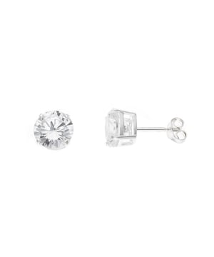 Earrings Silver 925 Sterling Silver Rhodium Plated & Solitaires - SERTIS 4 CLAWS - Oxides of Zyrconium White - 0,31 in, 8 mm - strollers system - Our jewellery is made in France and will be delivered in a gift box accompanied by a Certificate of Authenticity and International Warranty
