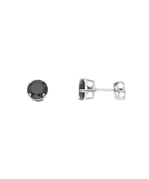 Ohrringe - 4 Krallen - 925 Sterling Silber rhodiniert & runde Solitäre Zyrconium Oxide BLACK 6 mm - strollers system - Unser Schmuck wird in Frankreich hergestellt und wird in einer Geschenkbox mit Echtheitszertifikat und internationaler Garantie geliefert