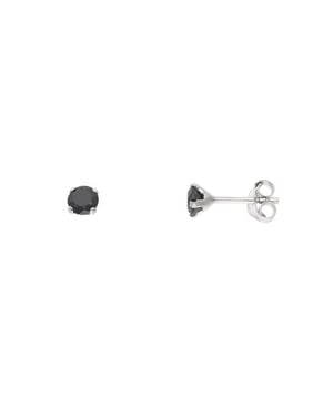 Ohrringe Silber 925 Sterling Silber Rhodium plattiert & Runde Solitäre Schwarzes Zyrconium Oxide 4 mm - strollers system - Unser Schmuck wird in Frankreich hergestellt und wird in einer Geschenkbox mit einem Echtheitszertifikat und internationaler Garantie geliefert