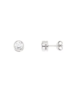Ohrringe - 925 Sterling Silber Rhodiniert & Runde Solitäre - SERTIS CLOS - Weiße Zyrconium Oxide 5 mm - Strollers System - Unser Schmuck wird in Frankreich hergestellt und wird in einer Geschenkbox mit einem Echtheitszertifikat und internationaler Garantie geliefert