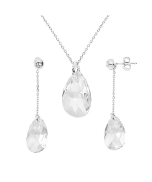 Komplettes Set Forever Swarovski - Halskette + Ohrringe - 925er Silber & echte Swarovski-Kristalle - Unser Schmuck wird in Frankreich hergestellt und wird in einer Geschenkbox mit Echtheitszertifikat und internationaler Garantie geliefert