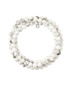 Armband Triple Row Natur Weisse Howlite Steine - Sterling Silber 925 Tausendstel Ferrulen | HR® elastisch - Hohe Widerstandsfähigkeit | Hergestellt in unserer französischen Werkstatt | Geliefert mit unserer Prestige-Box und einem Zertifikat über Garantie & Authentizität